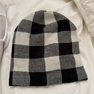 Plush Black and White Knit Beanie